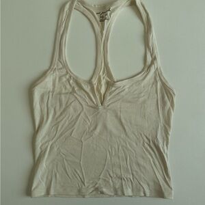 Urban Outfitters Cream Sleeveless Fitted Tank Top